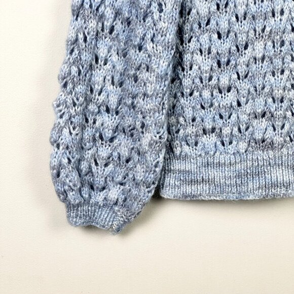 Hand Knit Open Knit Crew Neck Sweater - Picture 4 of 5